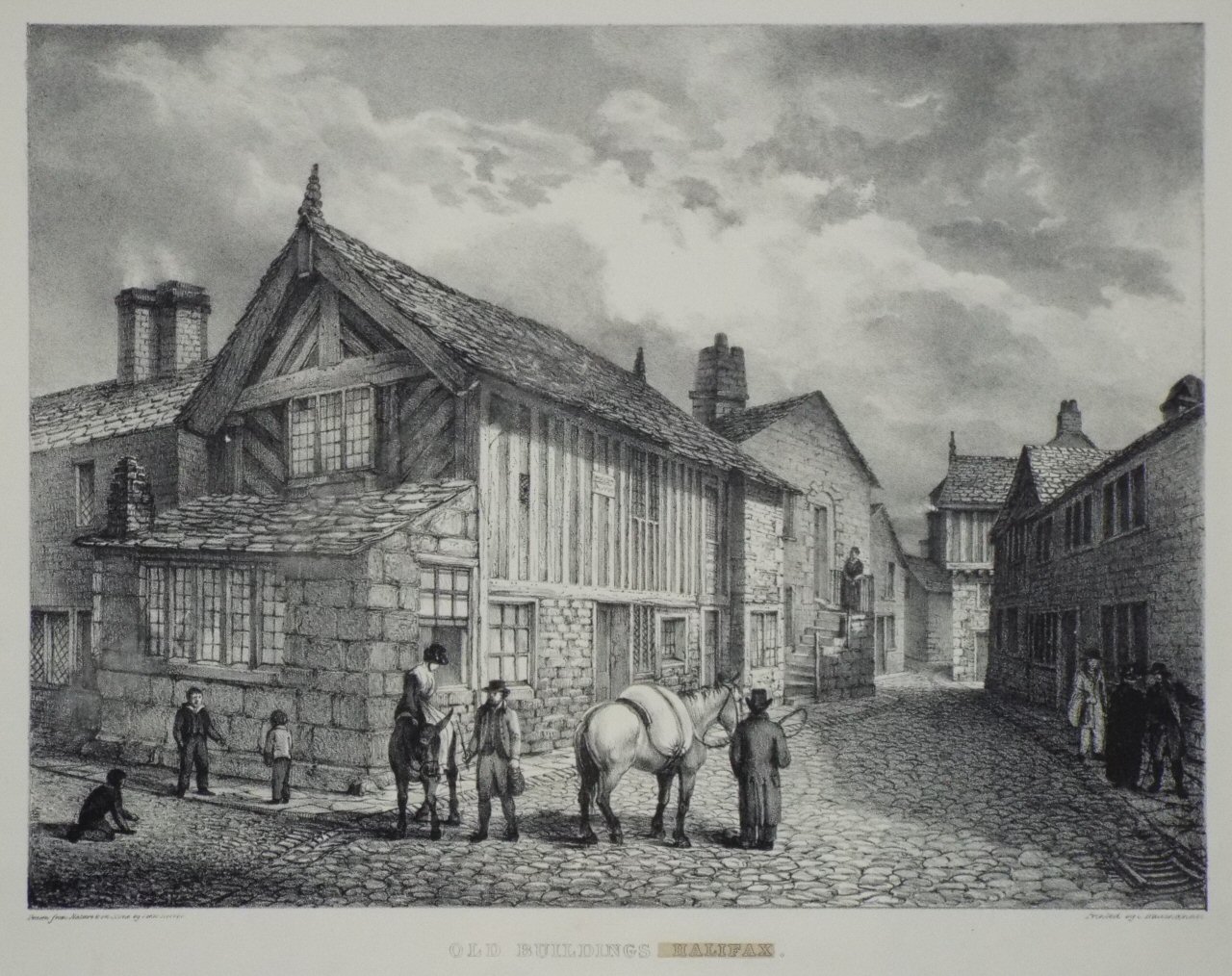 Lithograph - Old Buildings Halifax. - Horner