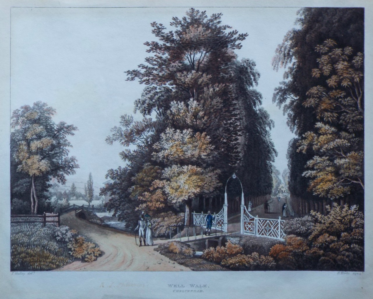 Aquatint - Well Walk, Cheltenham. - Merke