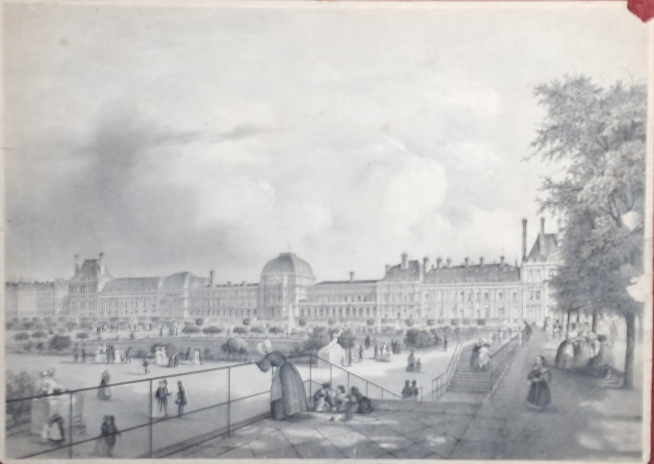 Lithograph - Les Tuileries, Paris - Arnout