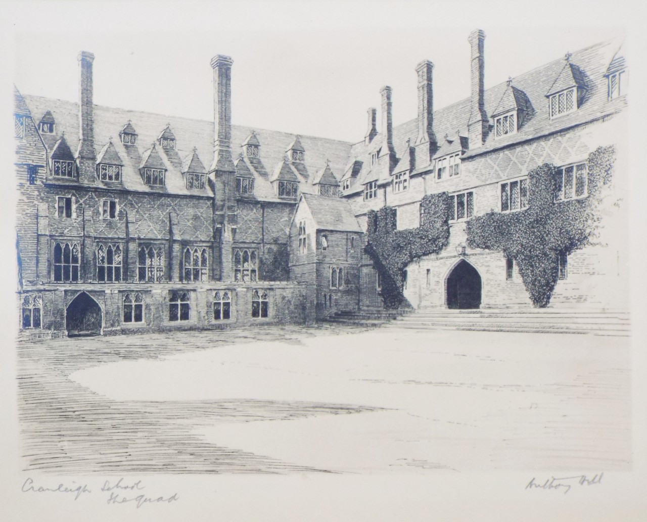 Photogravure - Cranleigh School The Quad - Hill