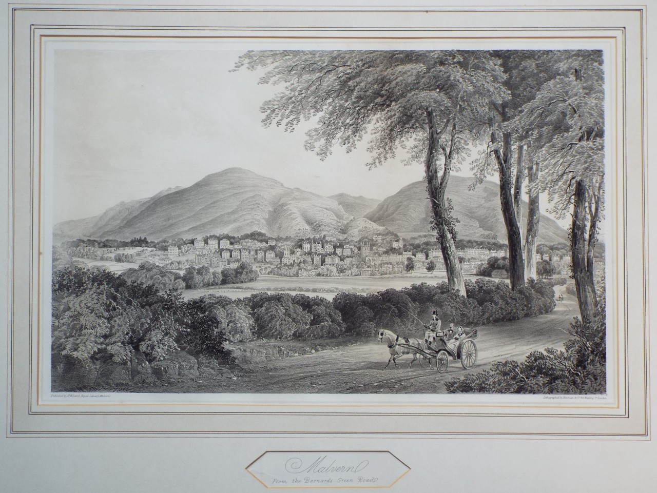 Lithograph - Malvern from the Barnards Green Road - Newman