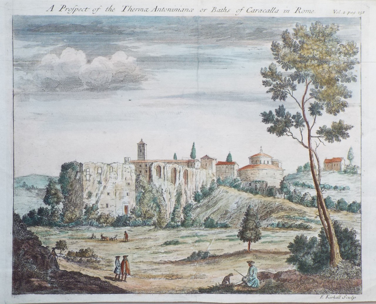 Print - A Prospect of the Thermae Antoninianae or Baths of Caracalla in Rome.Rome ruins - Kirkall