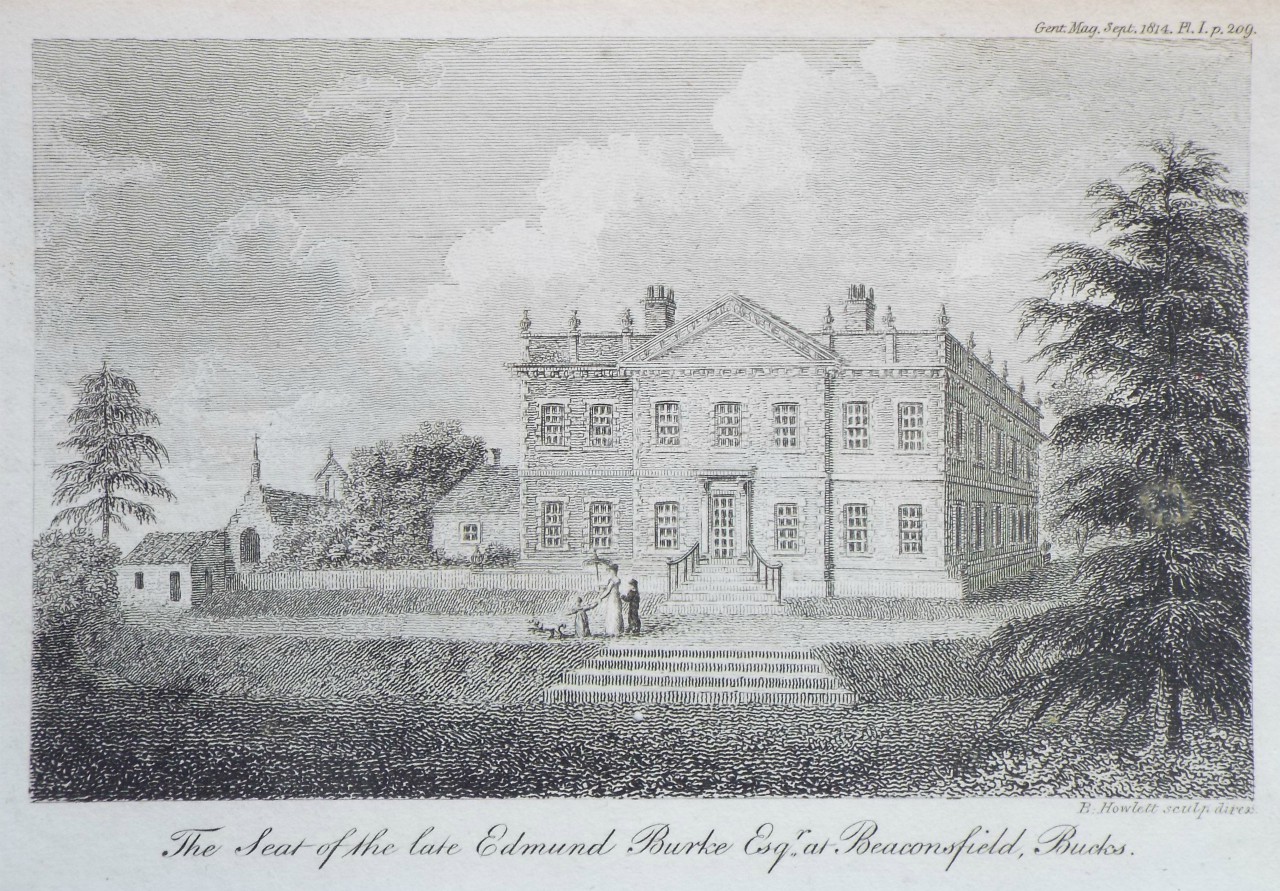 Print - The Seat of the late Edmund Burke Esqre. at Beaconsfield, Bucks. - Howlett