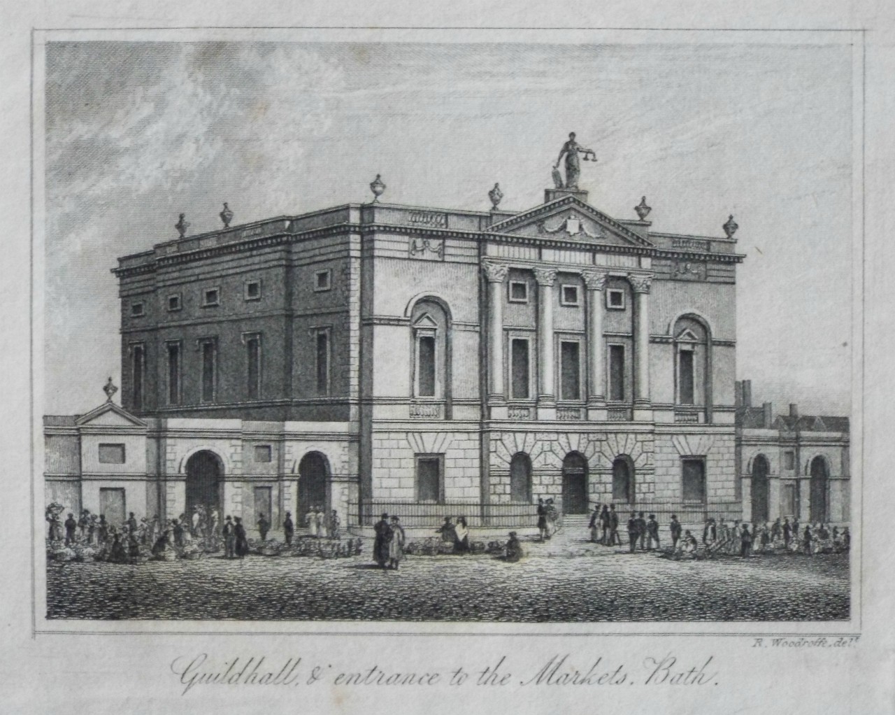 Print - Guildhall & entrance to the Markets,  Bath