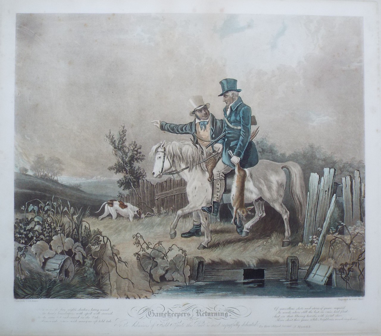 Aquatint - Gamekeepers Returning. - Hunt