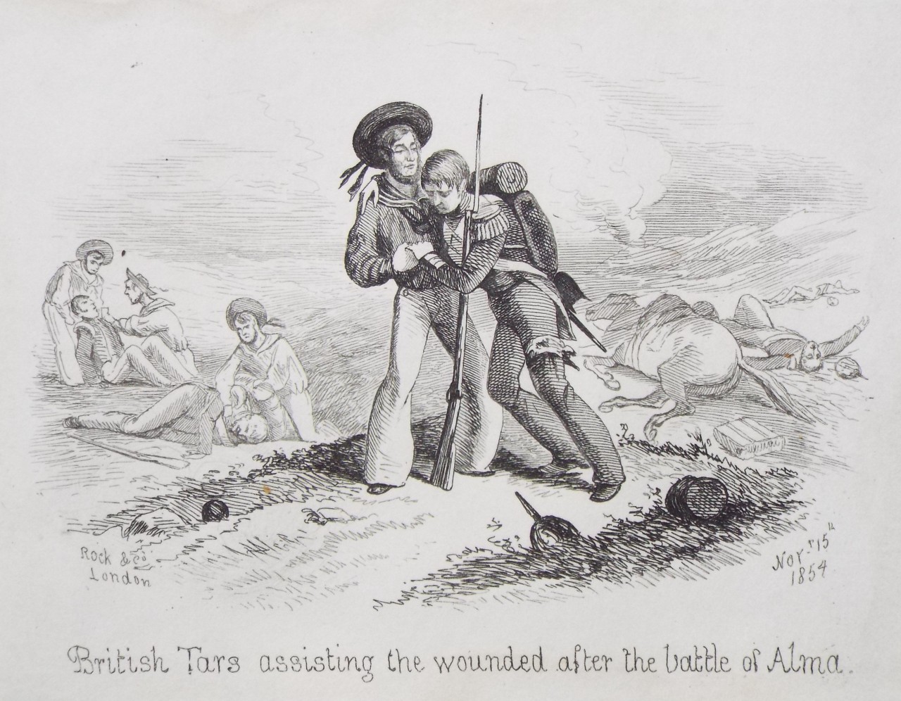 Steel Vignette - British Tars assisting the wounded after the battle of Alma. - Rock