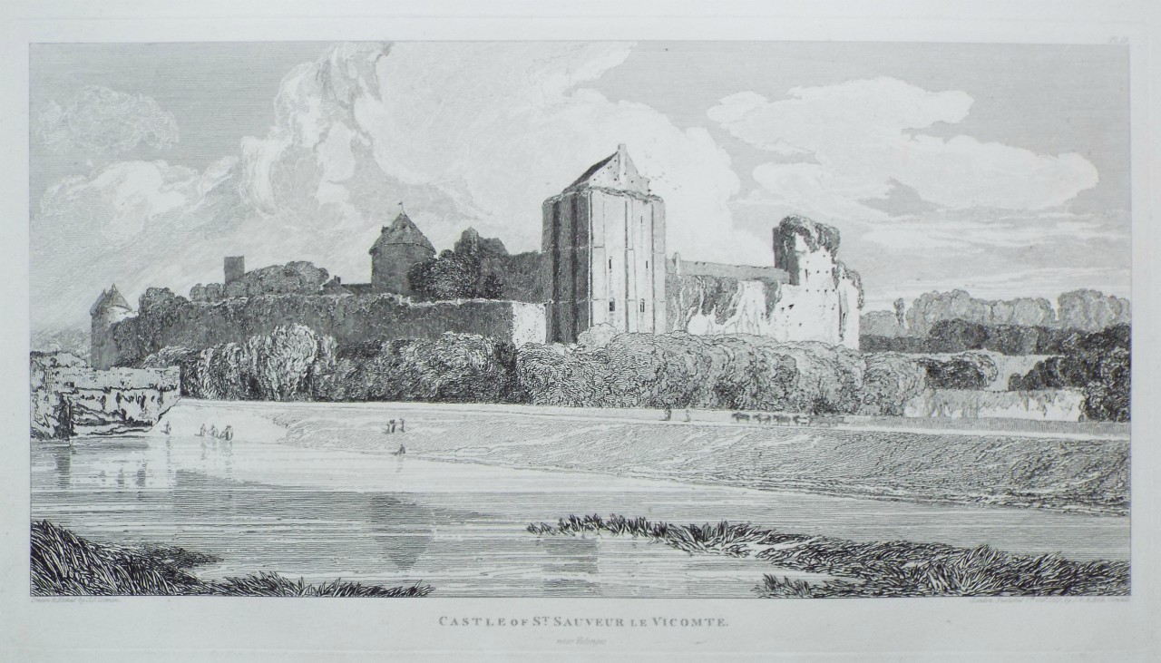 Etching - Castle of St. Saveur le Vicomte. near Valonges. - Cotman