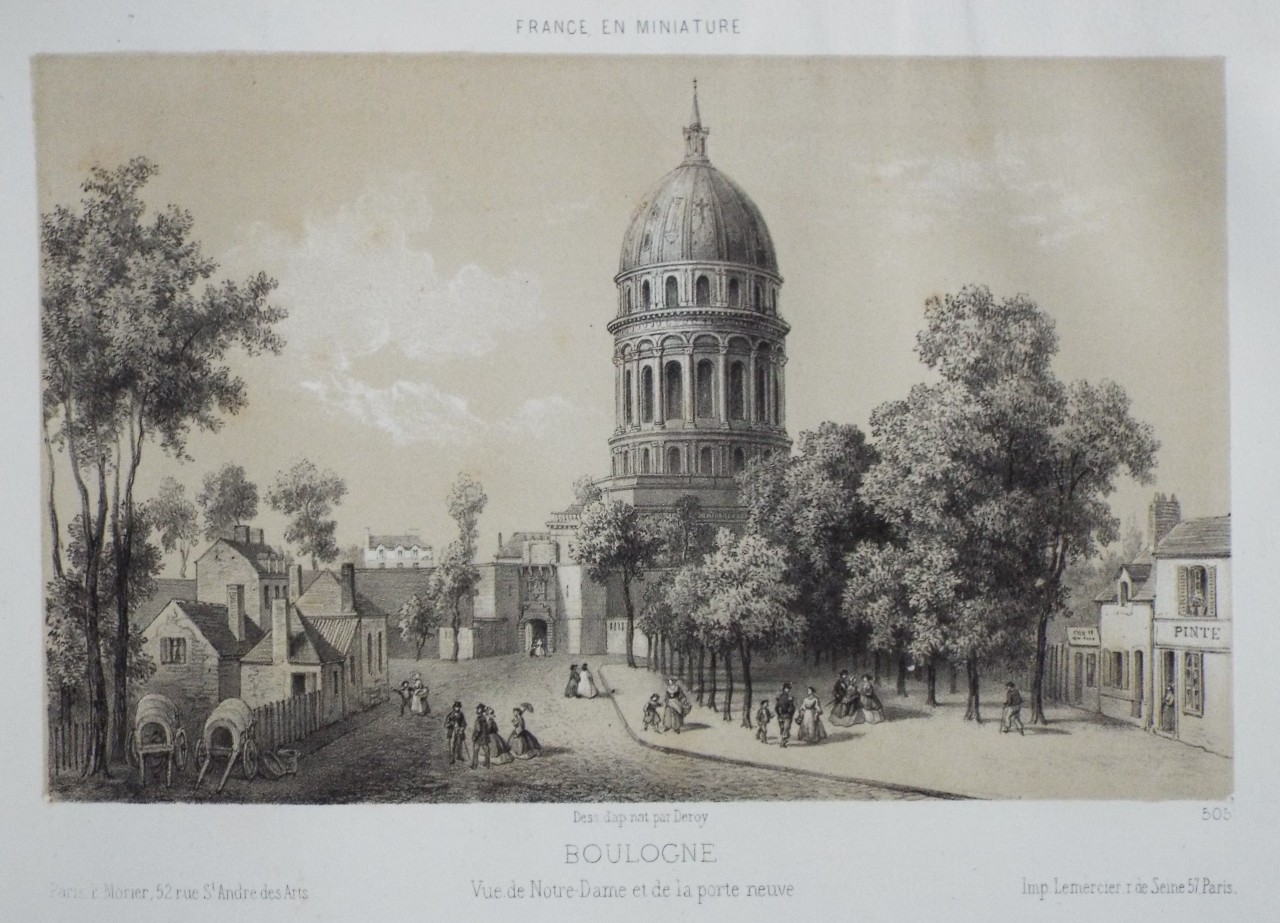 Lithograph - Boulogne Vue de Notre Dame et de la porte neauve - 