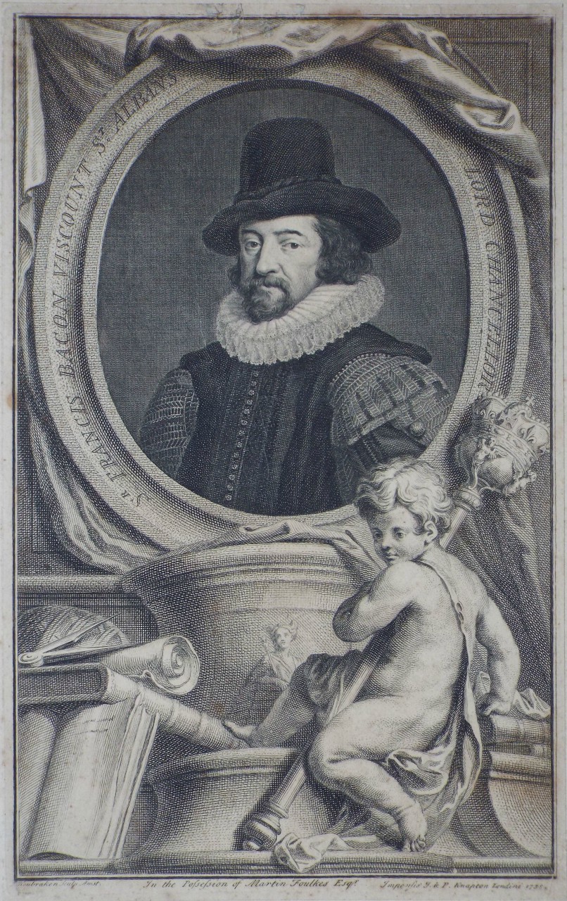 Print - Francis Bacon Viscount St. Albans Lord Chancellor - Houbraken