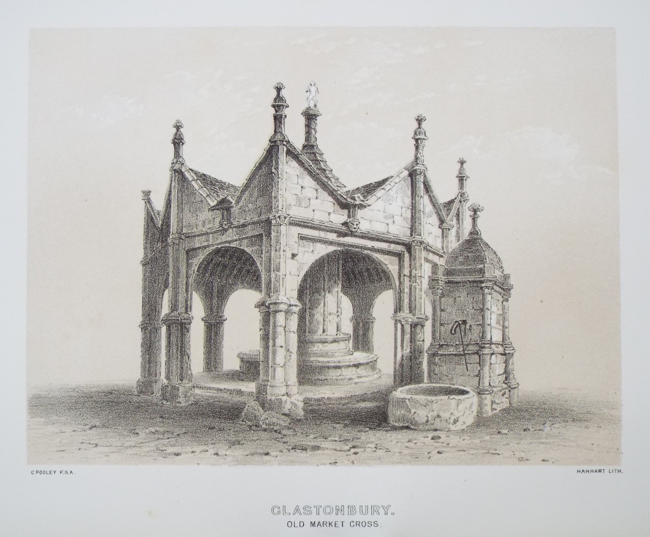 Lithograph - Glastonbury. Old Market Cross - 