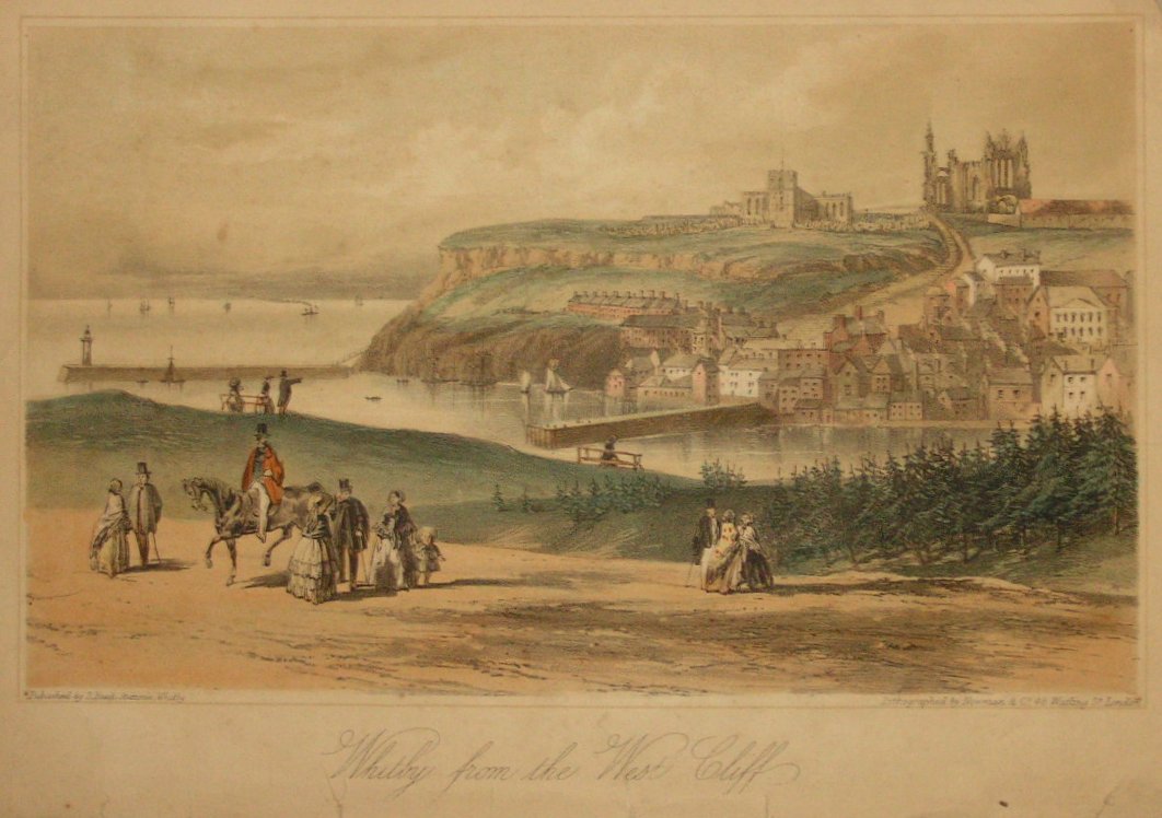 Lithograph - Whitby from the West Cliff - Newman