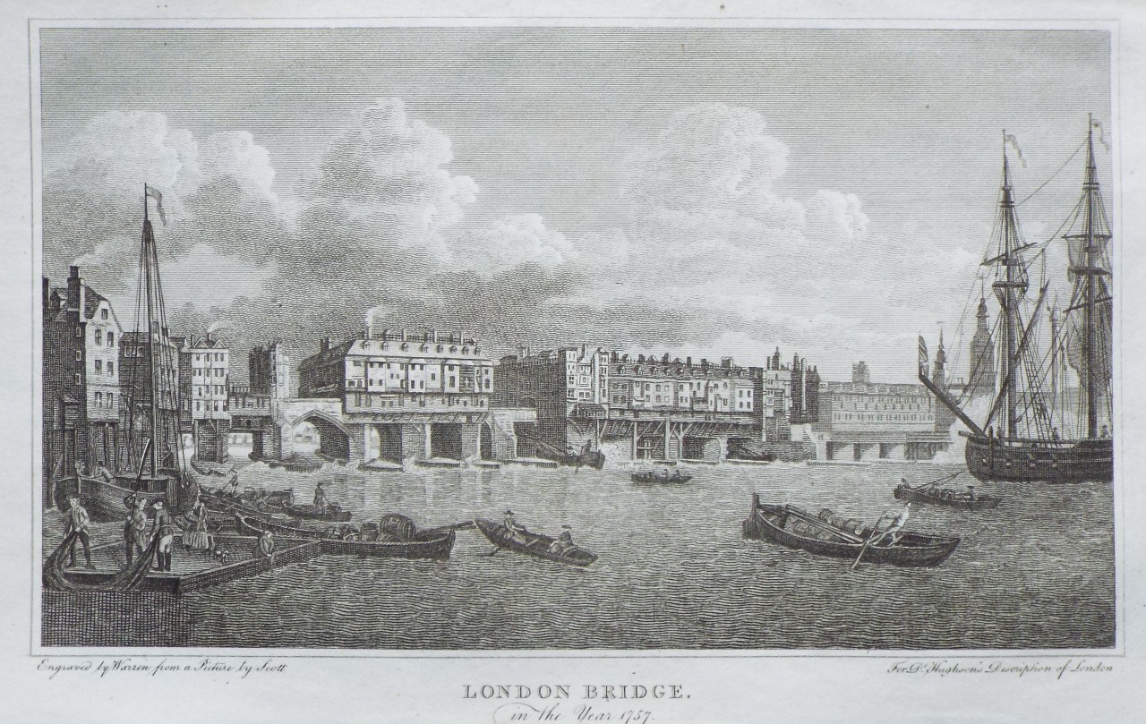 Print - London Bridge in the Year 1757. - 