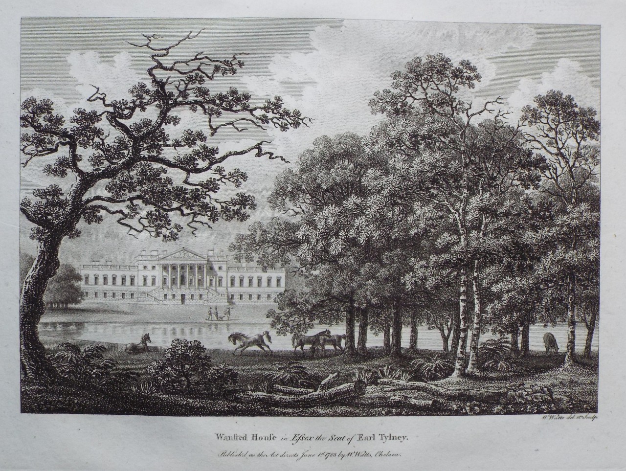 Print - Wansted House in Essex, the Seat of Earl Tylney. - Watts