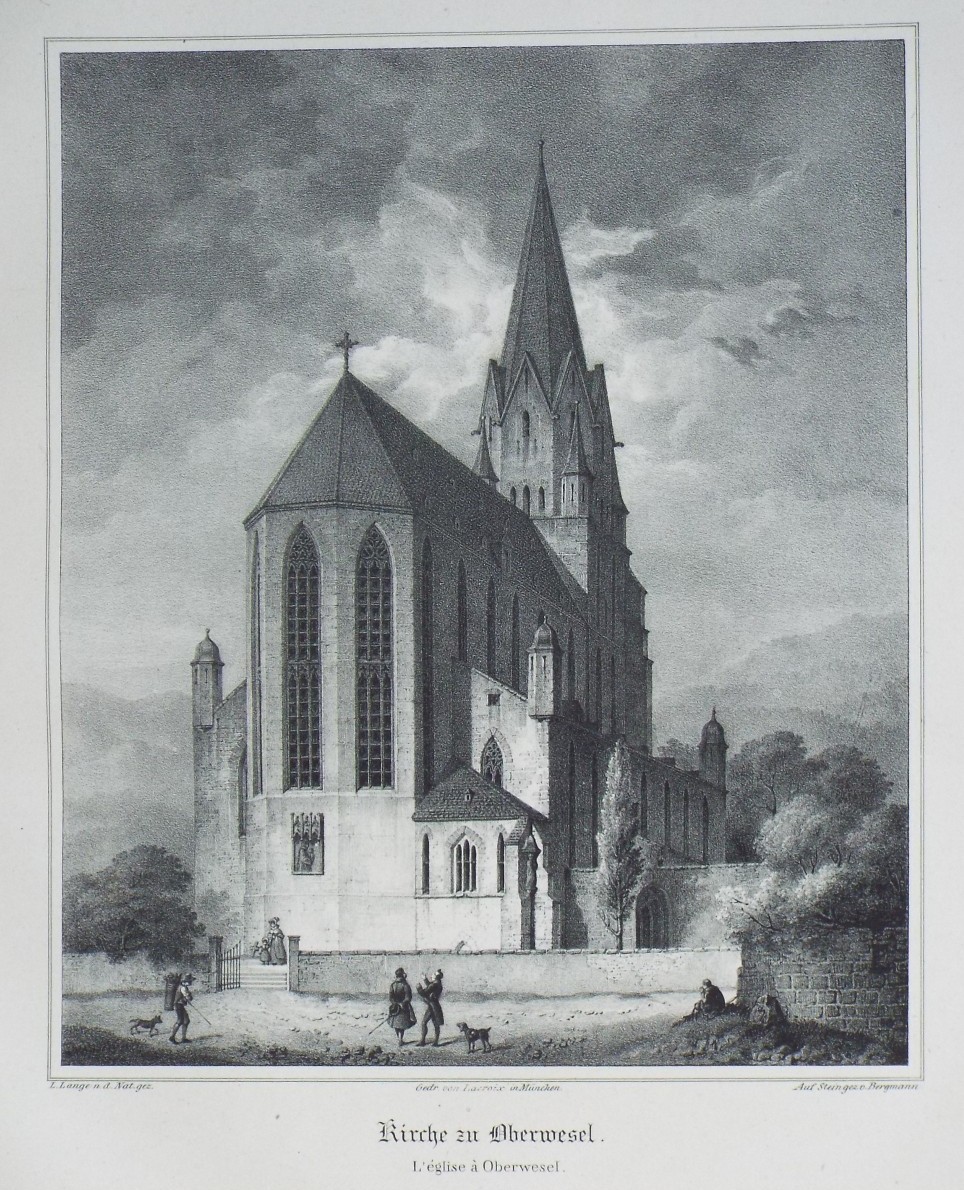 Lithograph - Kirche in Oberwesel.
L'Eglise a Oberwesel. - 