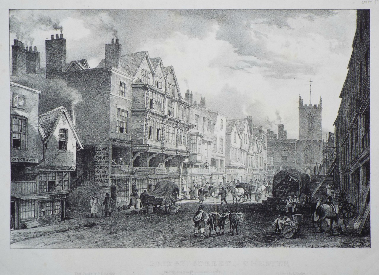 Lithograph - Bridge Street, Chester. - Haghe