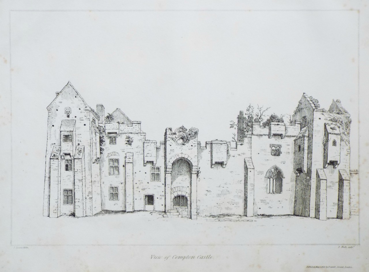 Print - View of Compton Castle. - Nash