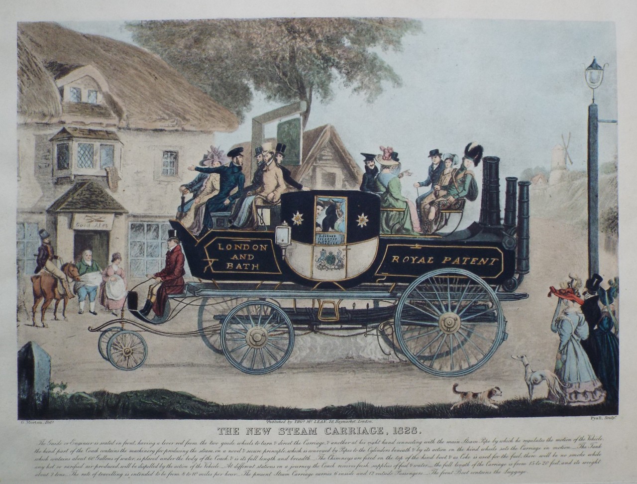 Aquatint - The New Steam Carriage, 1828. - 
