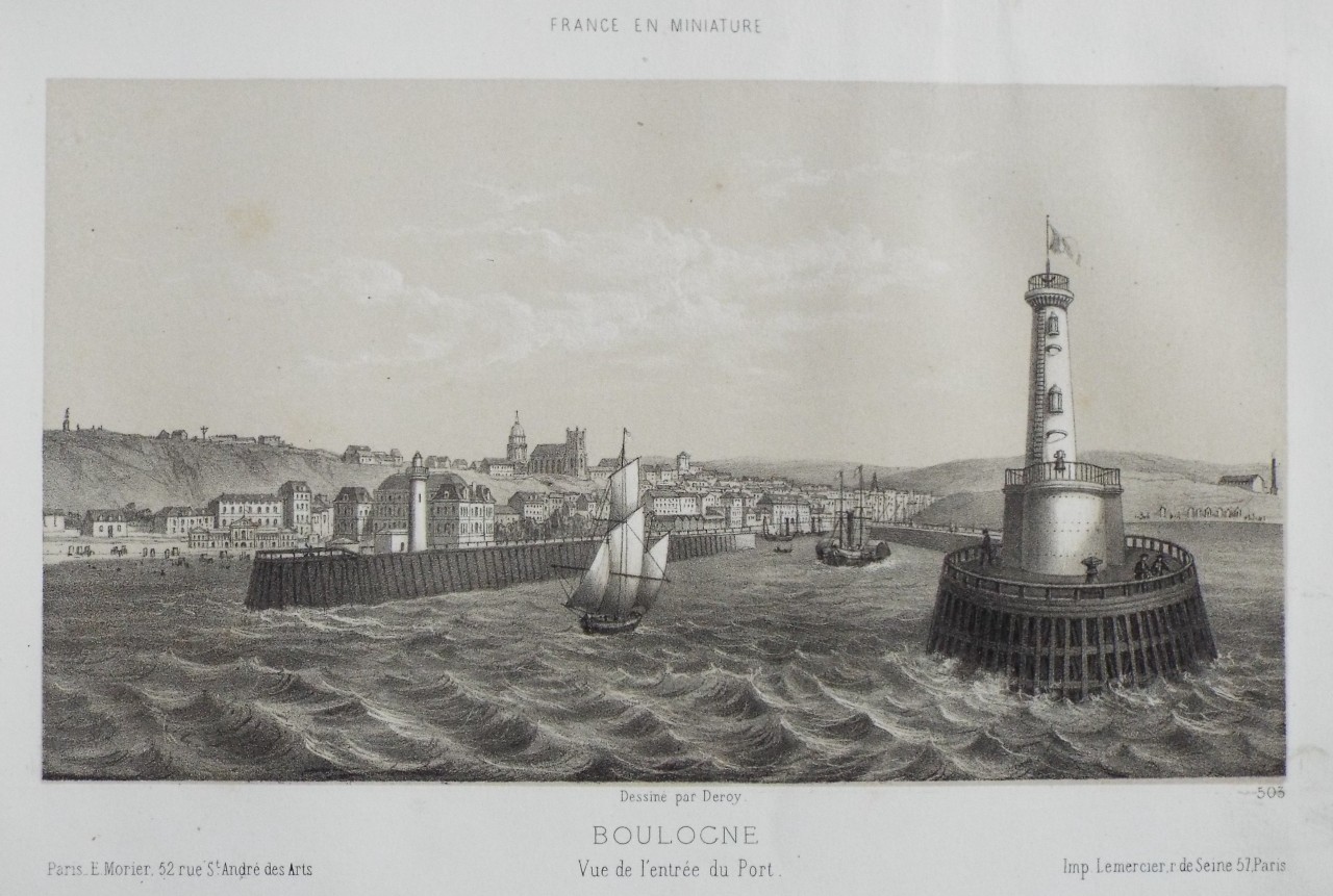 Lithograph - Boulogne Vue de l'entree du Port. - 
