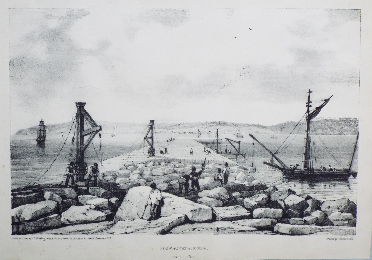 Lithograph - Breakwater. Towards the West.. - Harding