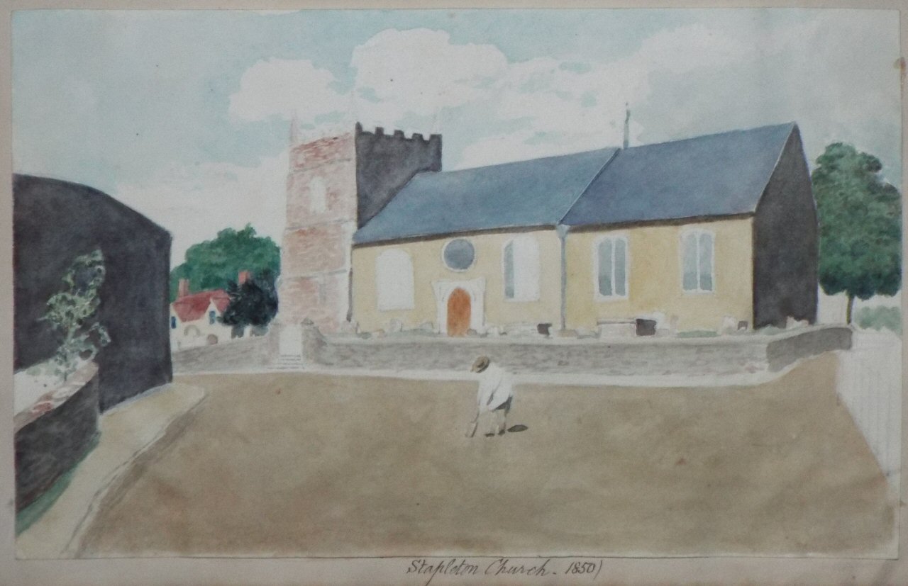 Watercolour - Stapleton Church. 1850