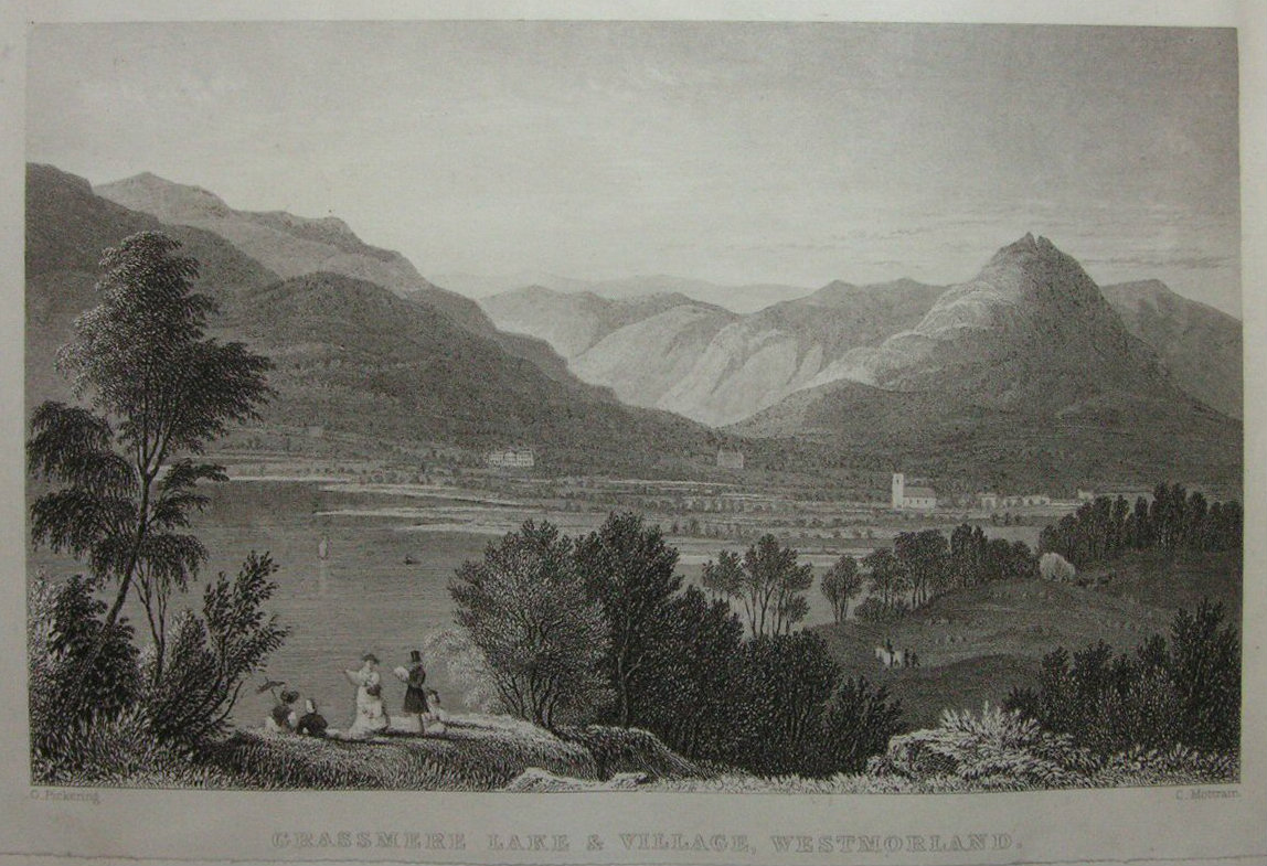 Print - Grassmere Lake & Village, Westmorland. - Mottram