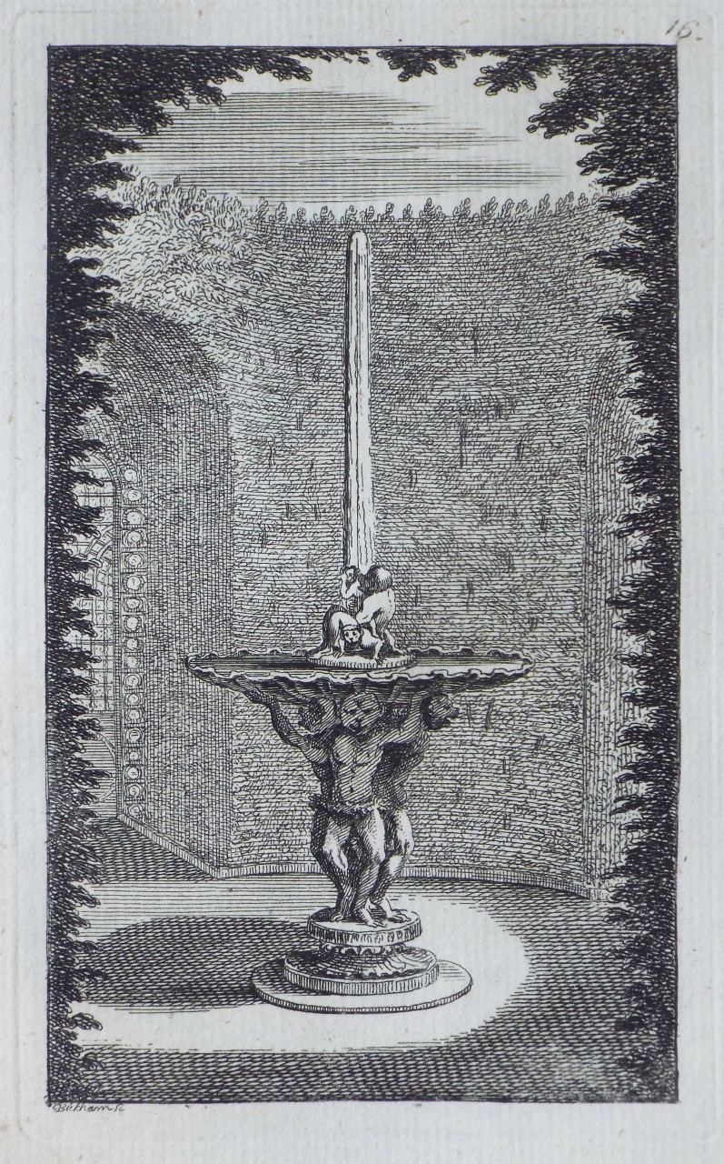 Print - The Ape's Twin Offspring Fountain in the Labyrinth of Versailles - Bickham