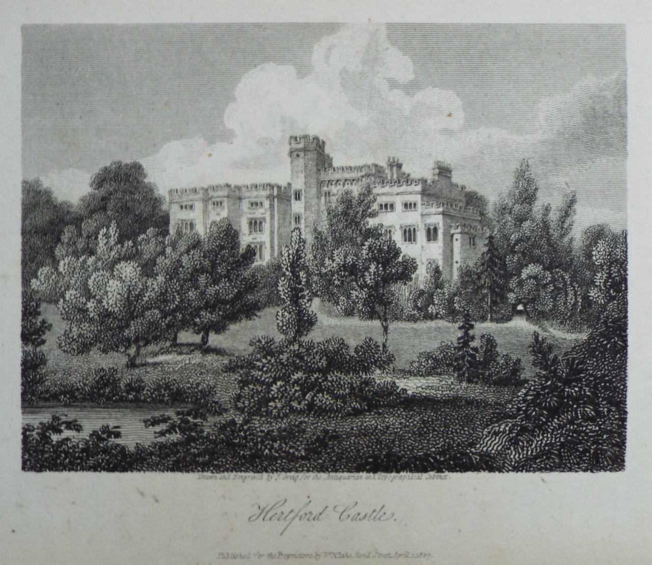 Print - Hertford Castle. - Greig