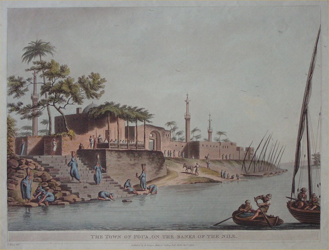 Aquatint - The Town of Foua, on the Banks of the Nile - Milton