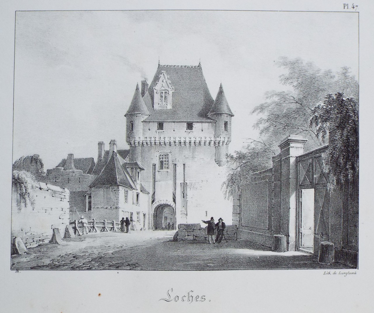 Lithograph - Loches.