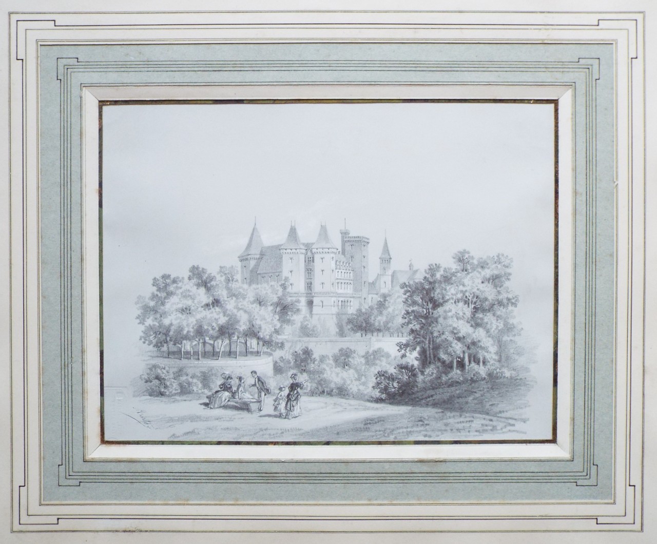 Pencil and gouache drawing - Chateau de Pau