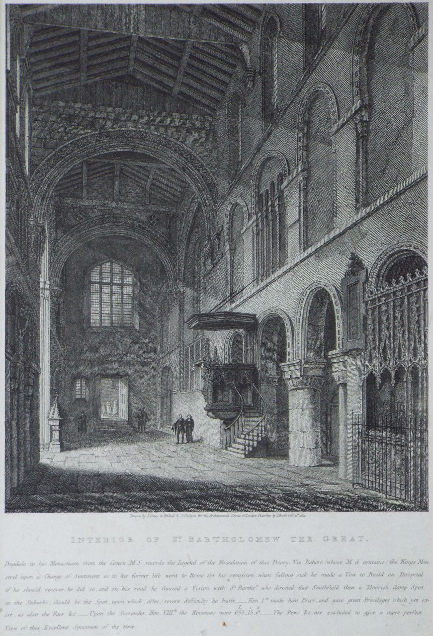 Print - Interior of St. Bartholomew the Great. - Skelton