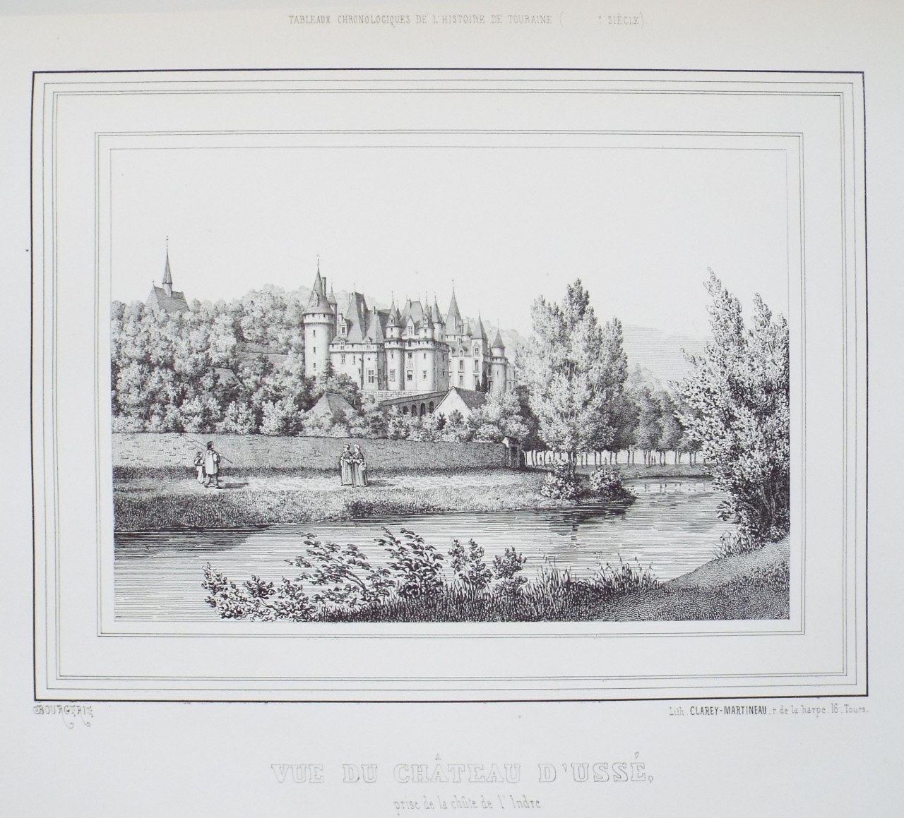 Lithograph - Vue du Chateau d'Usse.