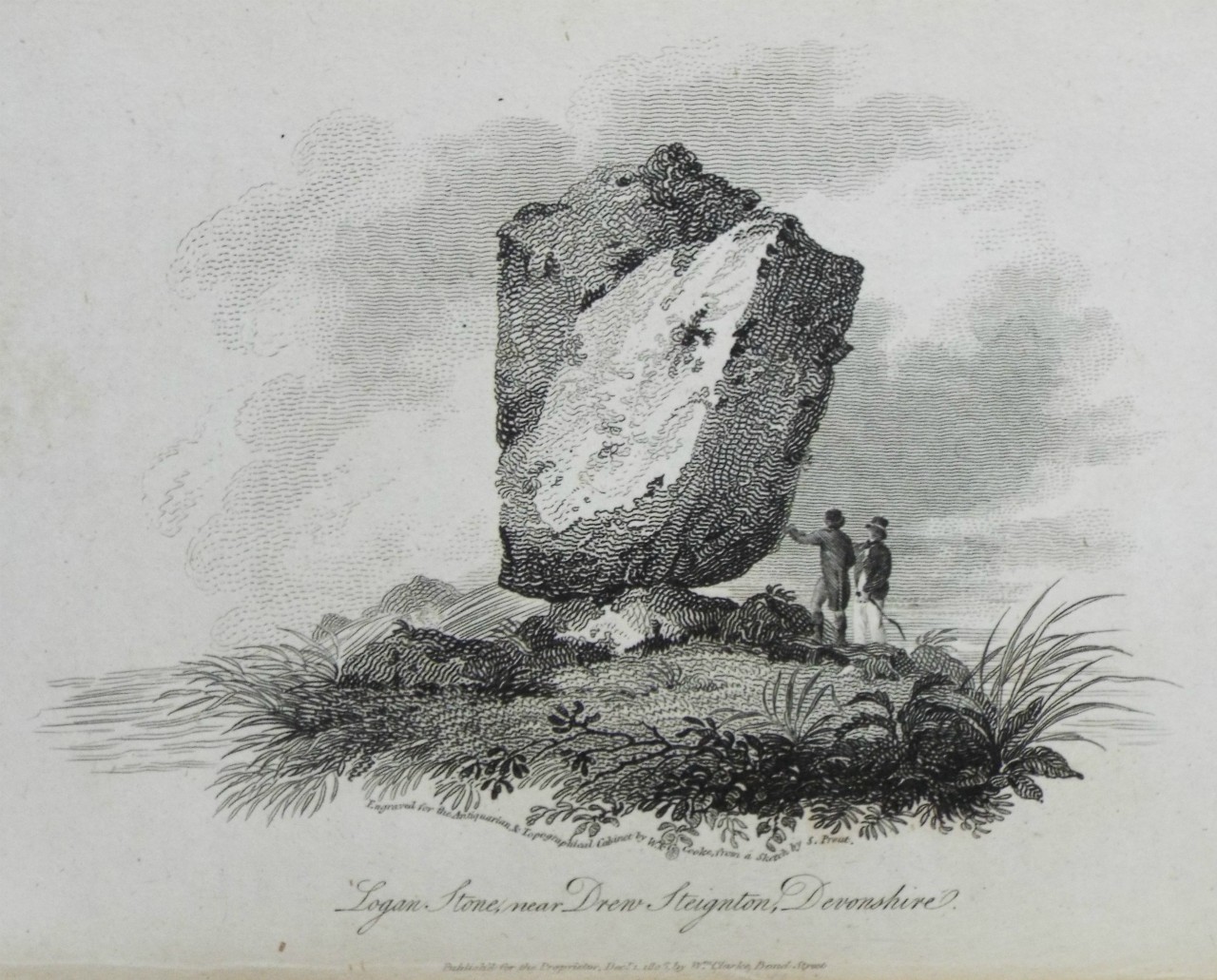 Print - Logan Stone, near Drew Steignton, Devonshire. - Cooke