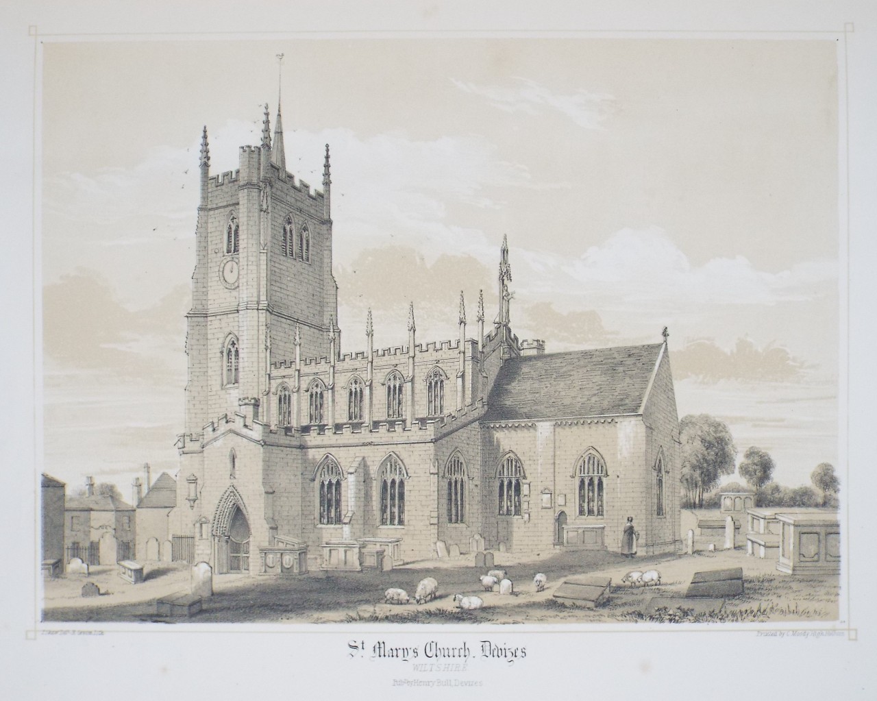 Lithograph - St. Mary's Church, Devizes. - Groom