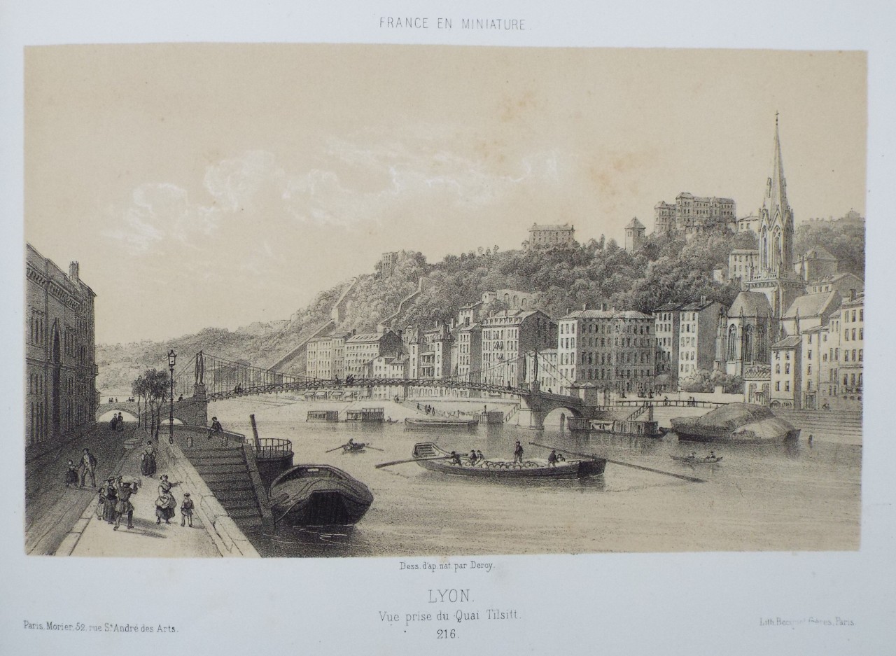 Lithograph - Lyon. Vue prise du Quai Tilsitt. - 