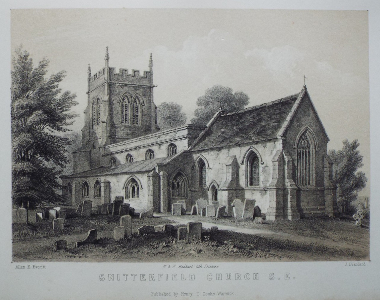 Lithograph - Snitterfield Church, S. E. - Brandard