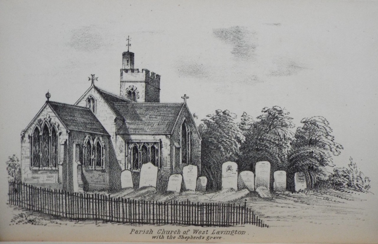 Lithograph - Parish Church of West Lavington with the Shepherd's Grave