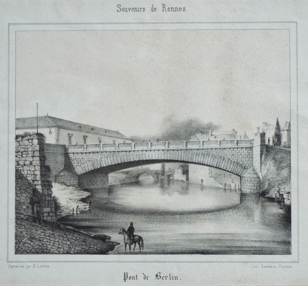 Lithograph - Pont de Berlin. - Lorette