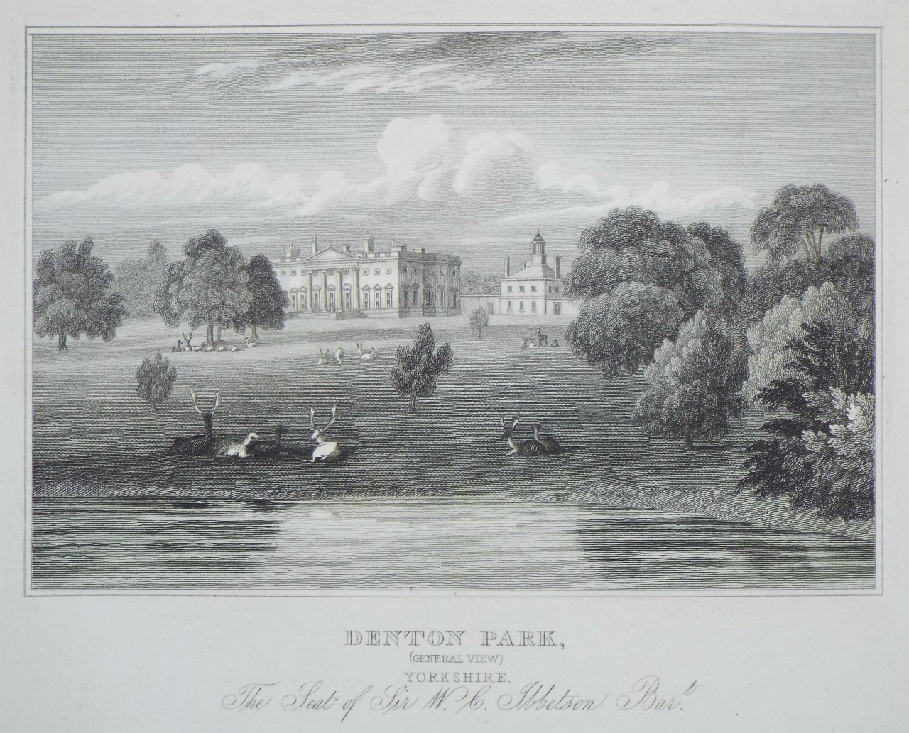 Print - Denton Park, (General View) Yorkshire. The Seat of W. C. Ibbetson Bart. - Heath