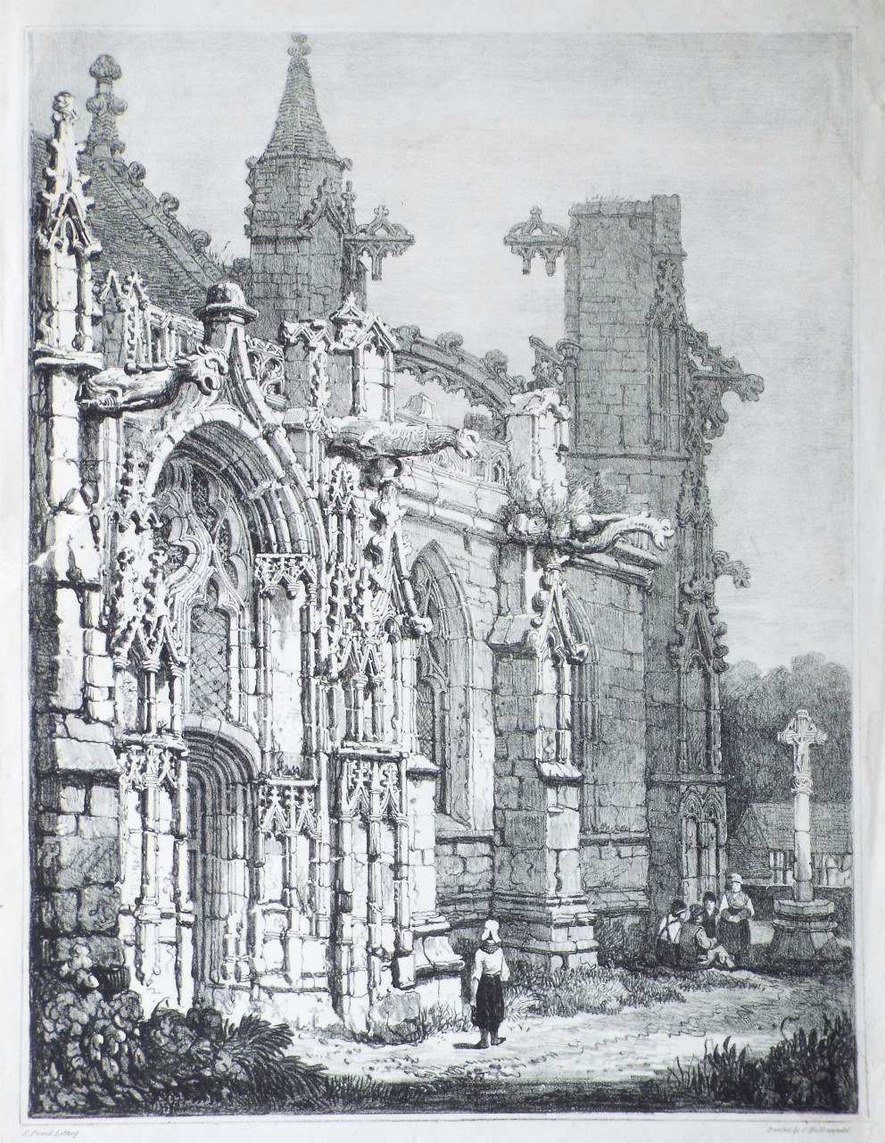Lithograph - Part of the Church at Arque. - Prout