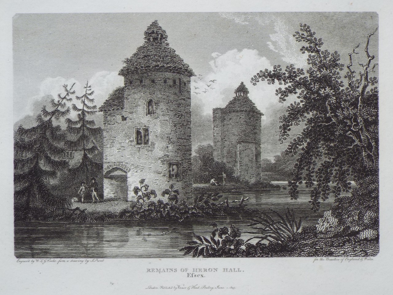 Print - Remains of Heron Hall, Essex. - Cooke