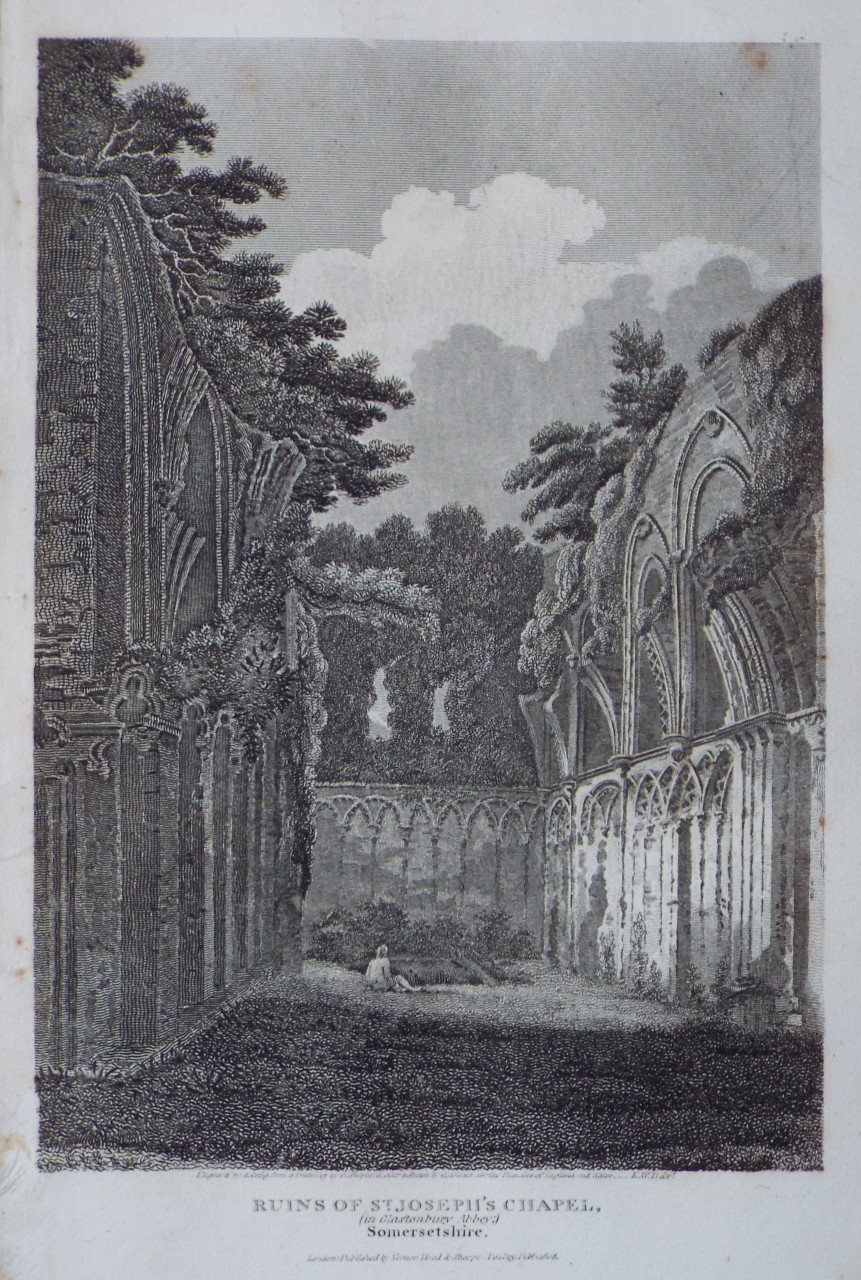 Print - Ruins of St. Joseph's Chapel, (in Glastonbury Abbey;) Somersetshire - Greig