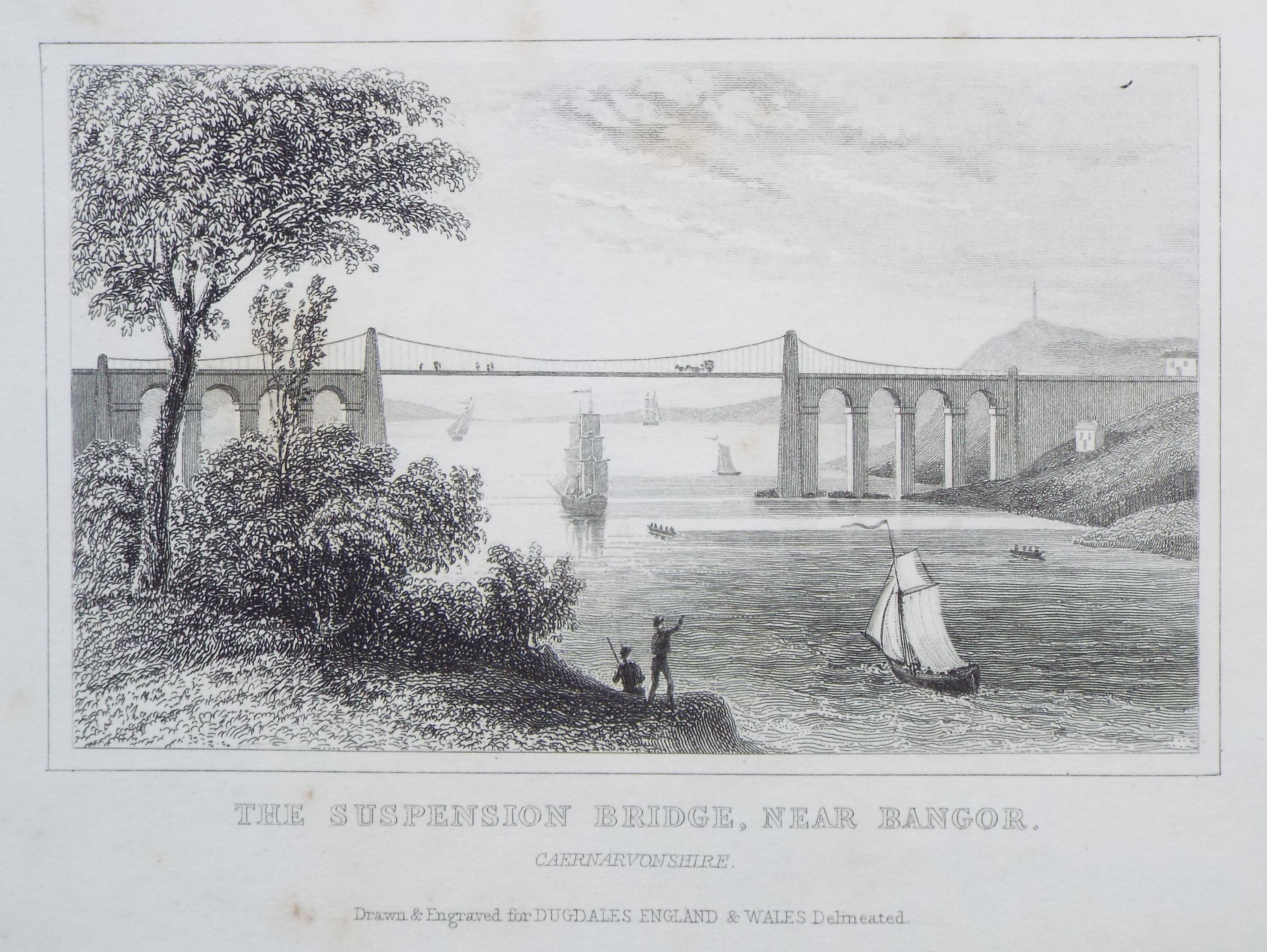 Print - The Suspension Bridge, near Bangor. Caernarvonshire.