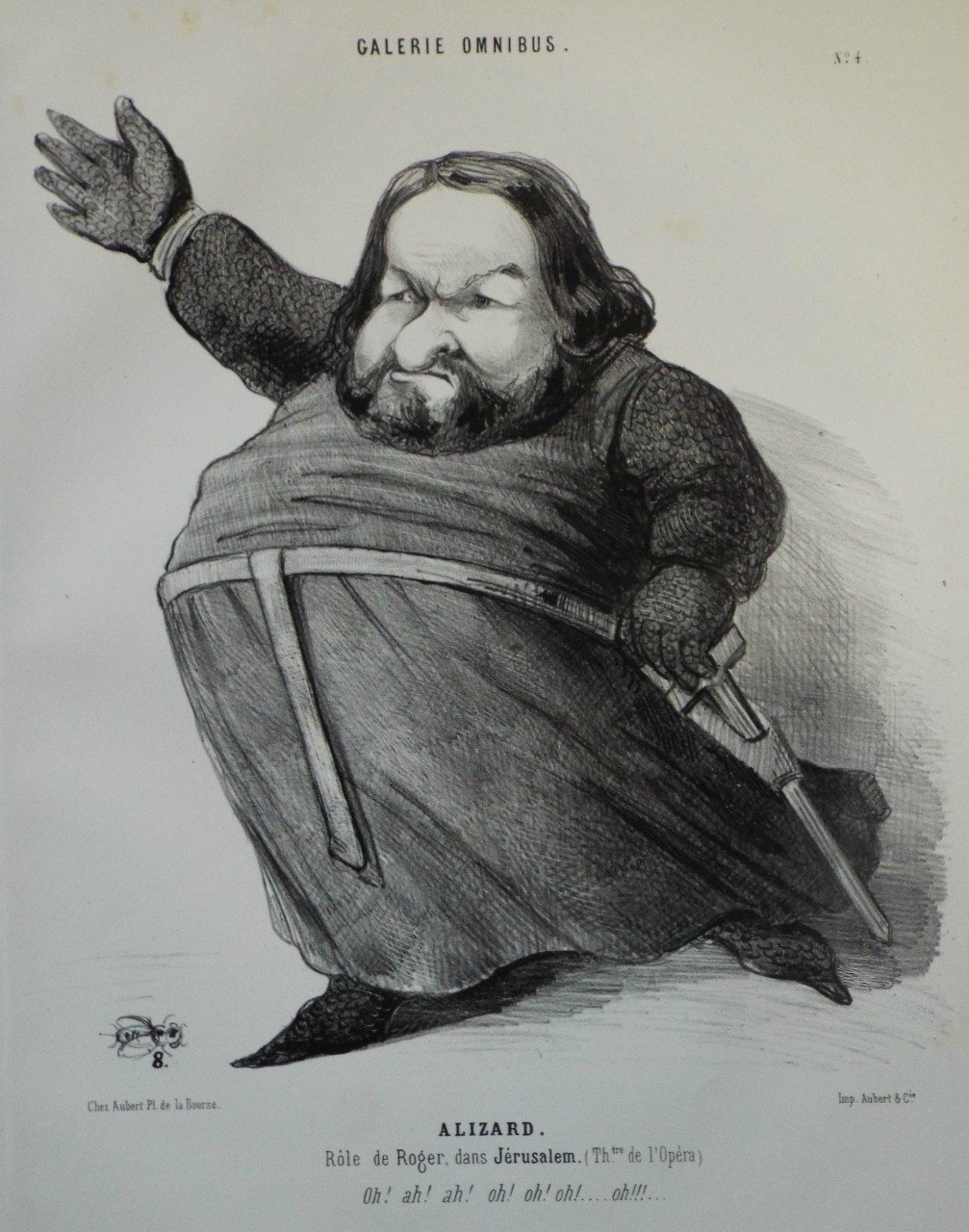 Lithograph - Alizard.  Role de Roger, dans Jerusalem. (Thtr. de l'Opera.)