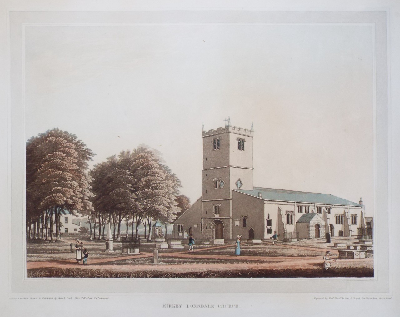 Aquatint - Kirkby Lonsdale Church. - Havell