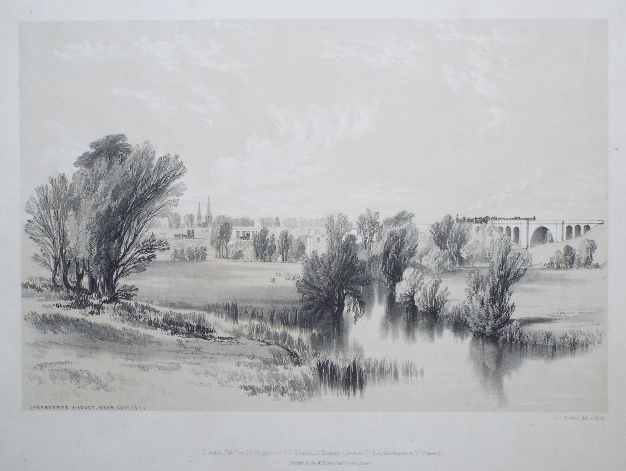 Lithograph - Sherbourne Viaduct, near Coventry - Bourne