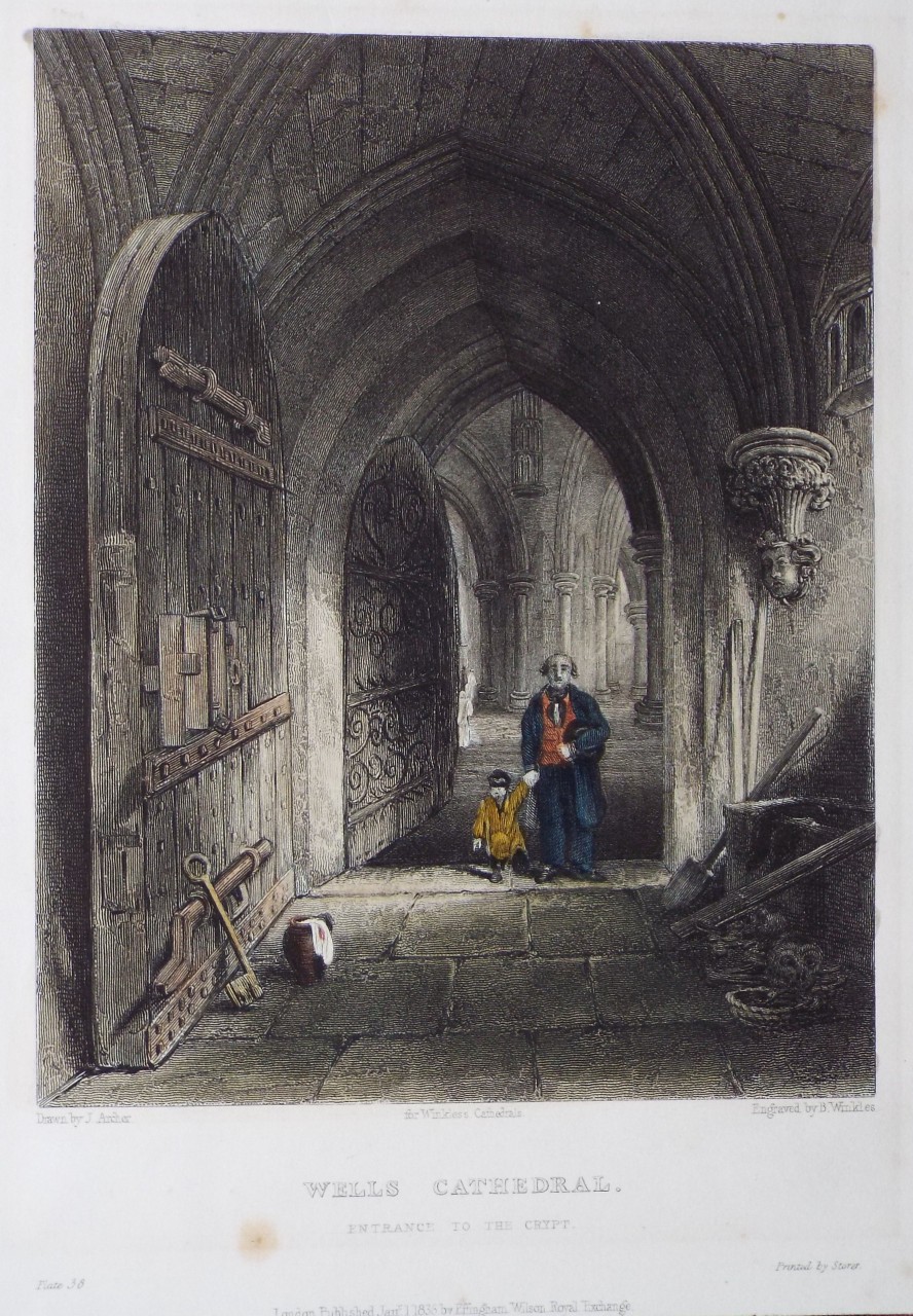 Print - Wells Cathedral. Entrance to the Crypt - Winkles