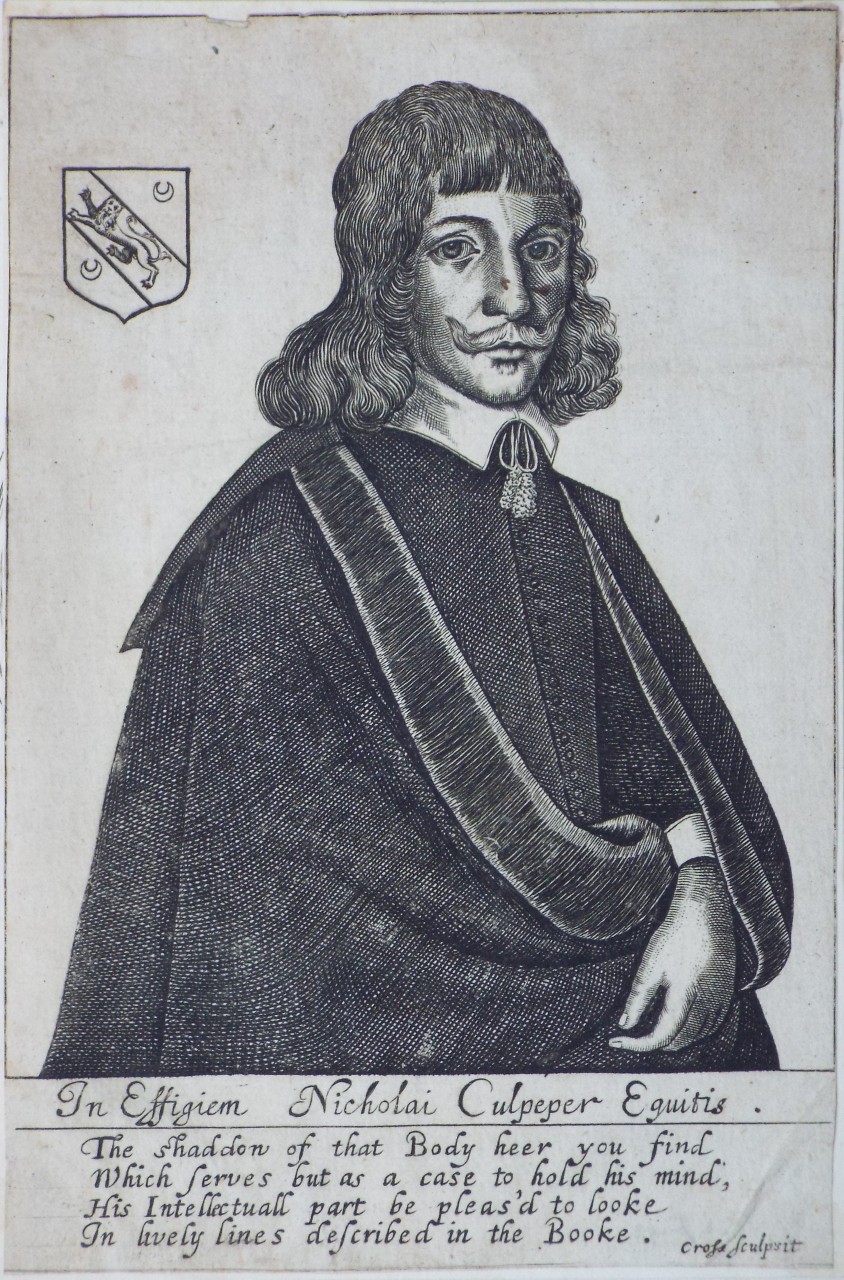 Print - In Effigiem Nicholai Culpeper Equitis. - Cross
