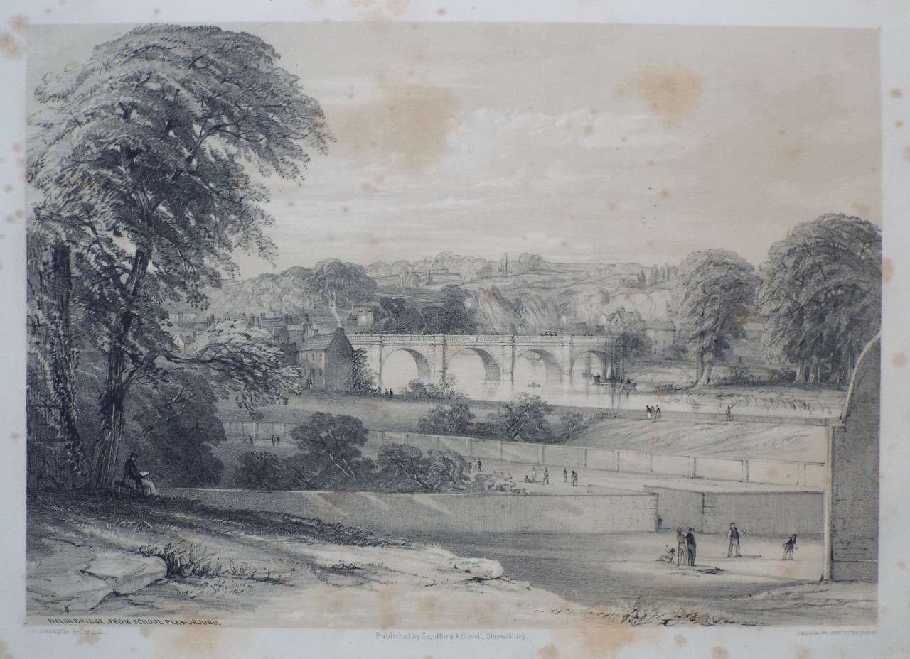 Lithograph - Welsh Bridge, from School Play-Ground, - Radclyffe