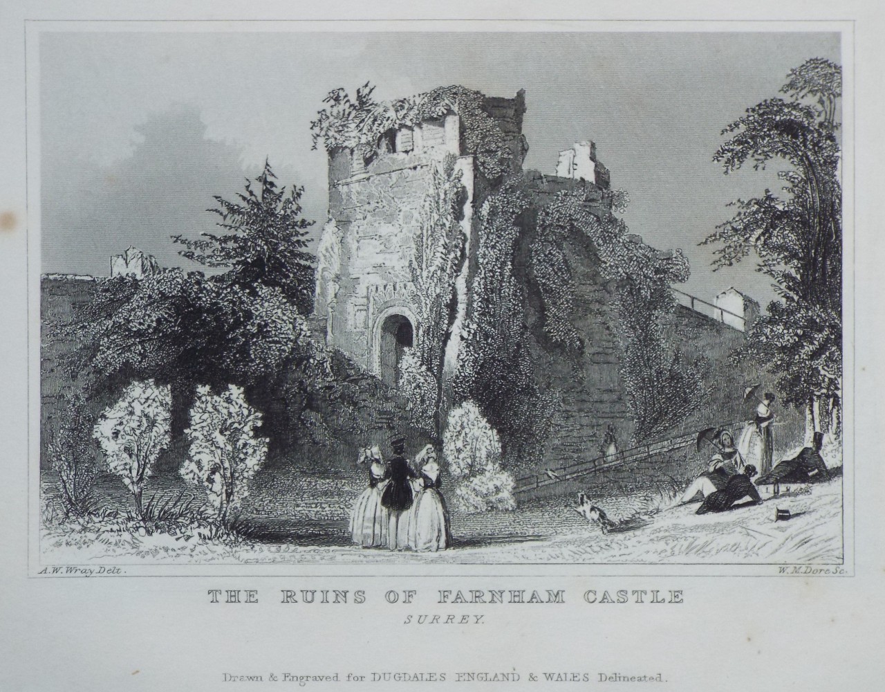 Print - The Ruins of Farnham Castle Surrey. - Dore